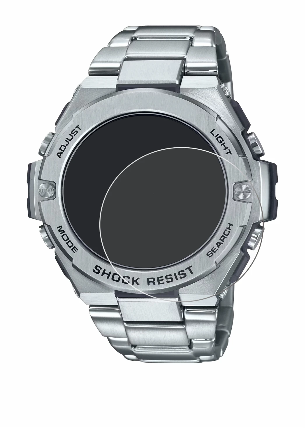 Abbildung des Geräts Casio G-Shock GST-B500D-1A mit einer Vielzahl des Displayschutzes.