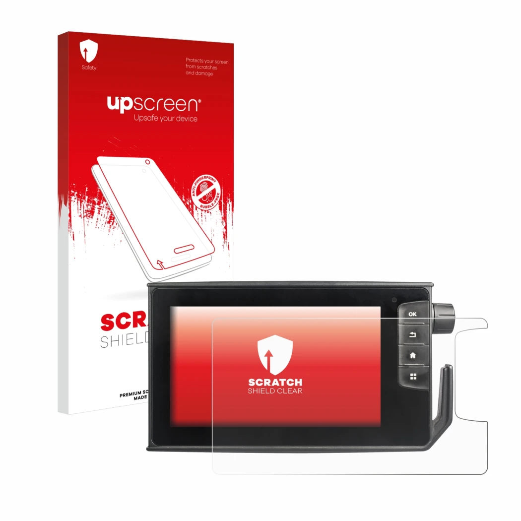 Vorderseite einer Produktverpackung mit dem Markenlogo upscreen. Daneben ist das Gerät Valtra SmartTouch Terminal mit dem zuge
