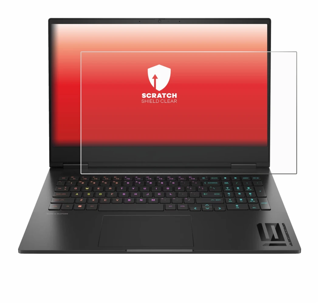 Abbildung des Geräts HP Omen 16 2024 mit einer Vielzahl des Displayschutzes.