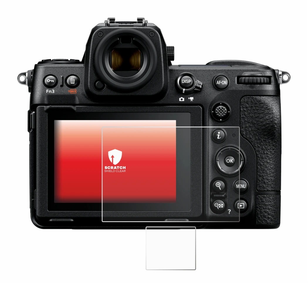 Abbildung des Geräts Nikon Z 8 (Display + Schulterdisplay) mit einer Vielzahl des Displayschutzes.