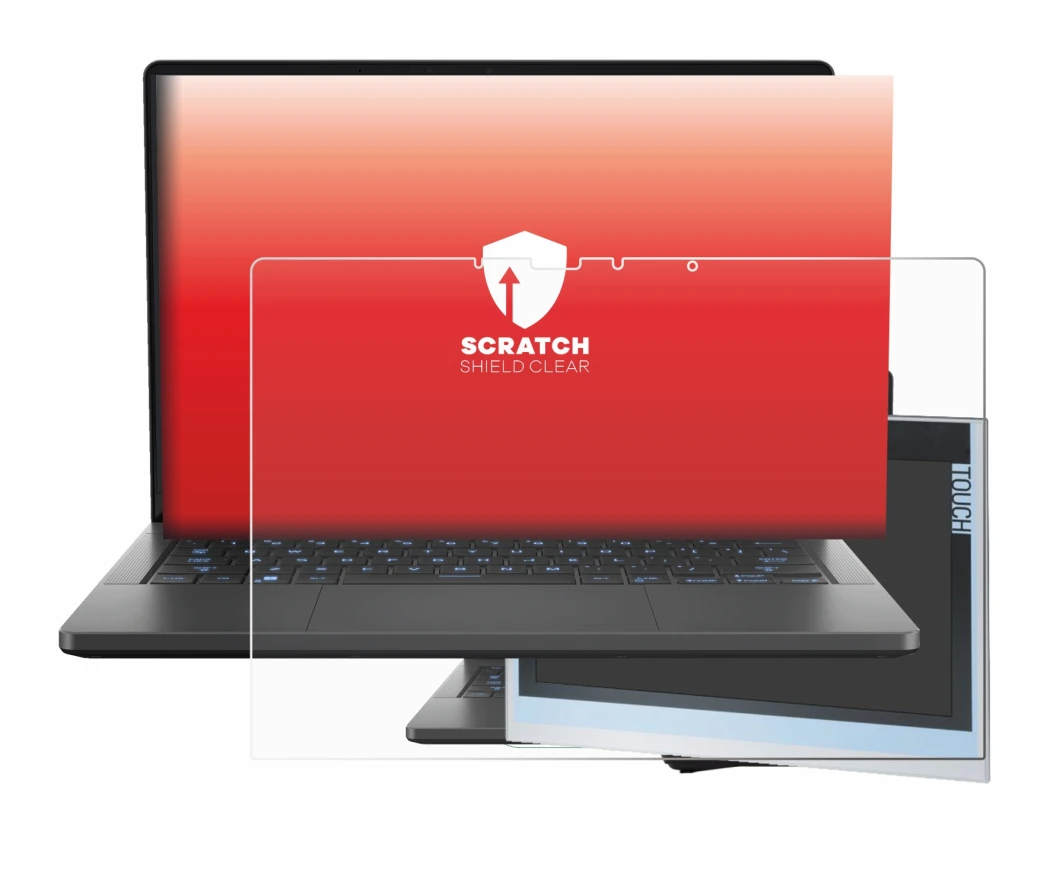 Abbildung des Geräts ASUS ROG Zephyrus G14 2024 GA403 mit einer Vielzahl des Displayschutzes.