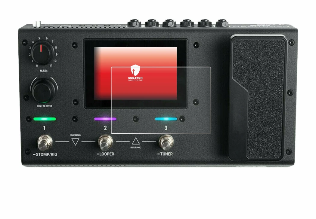 Abbildung des Geräts Headrush MX5 mit einer Vielzahl des Displayschutzes.