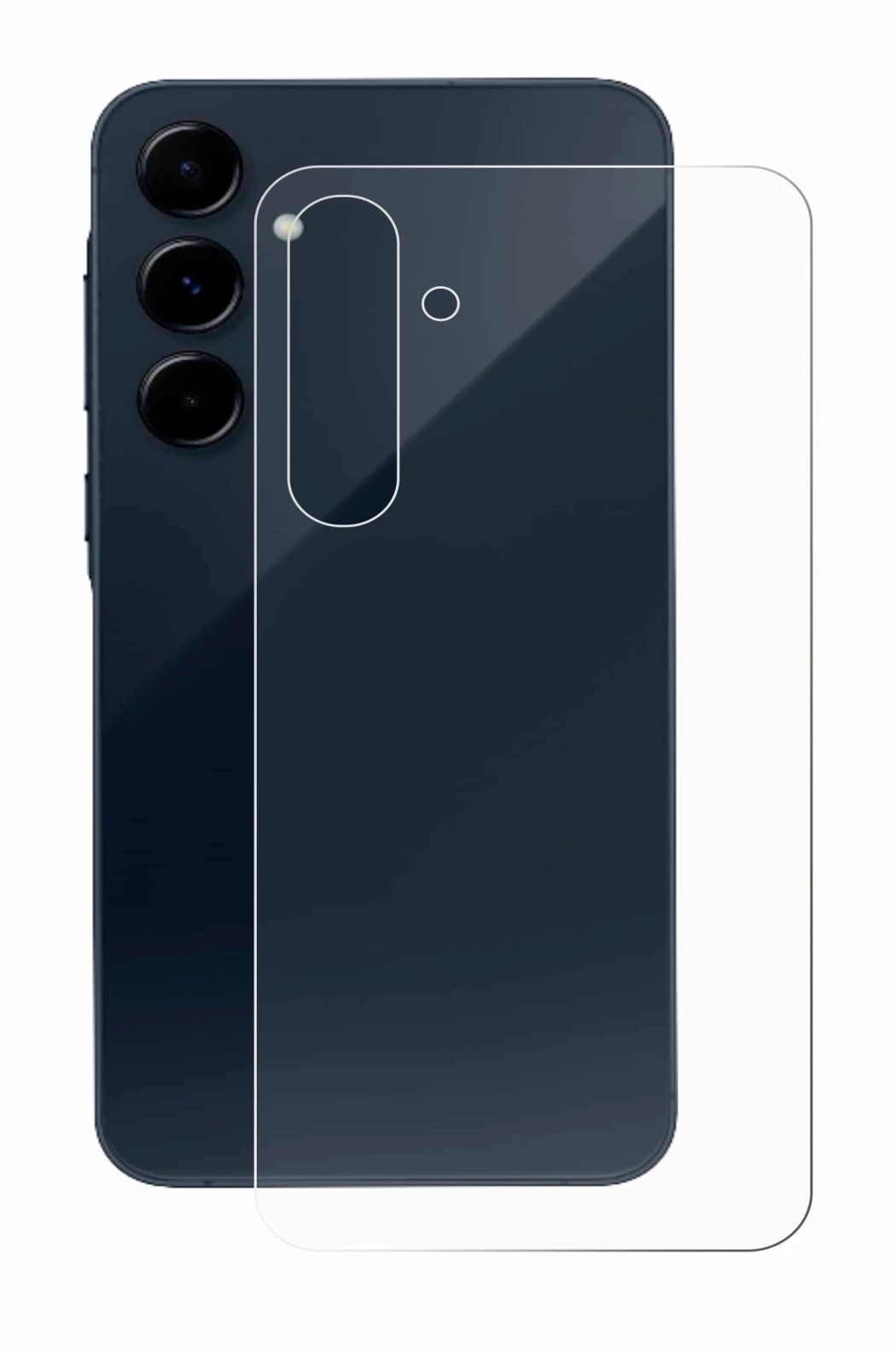 Abbildung des Geräts Samsung Galaxy A35 5G (Rückseite) mit einer Vielzahl des Displayschutzes.