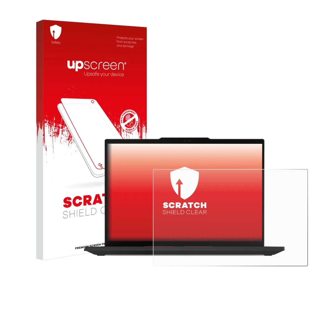 Vorderseite einer Produktverpackung mit dem Markenlogo upscreen. Daneben ist das Gerät Lenovo ThinkPad P14s Gen 5 14