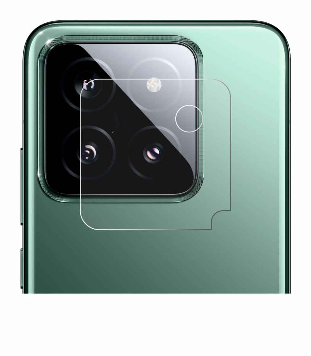 Abbildung des Geräts Xiaomi 14 (NUR Kameraschutz) mit einer Vielzahl des Displayschutzes.