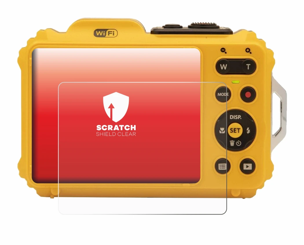Abbildung des Geräts Kodak Pixpro WPZ2 mit einer Vielzahl des Displayschutzes.