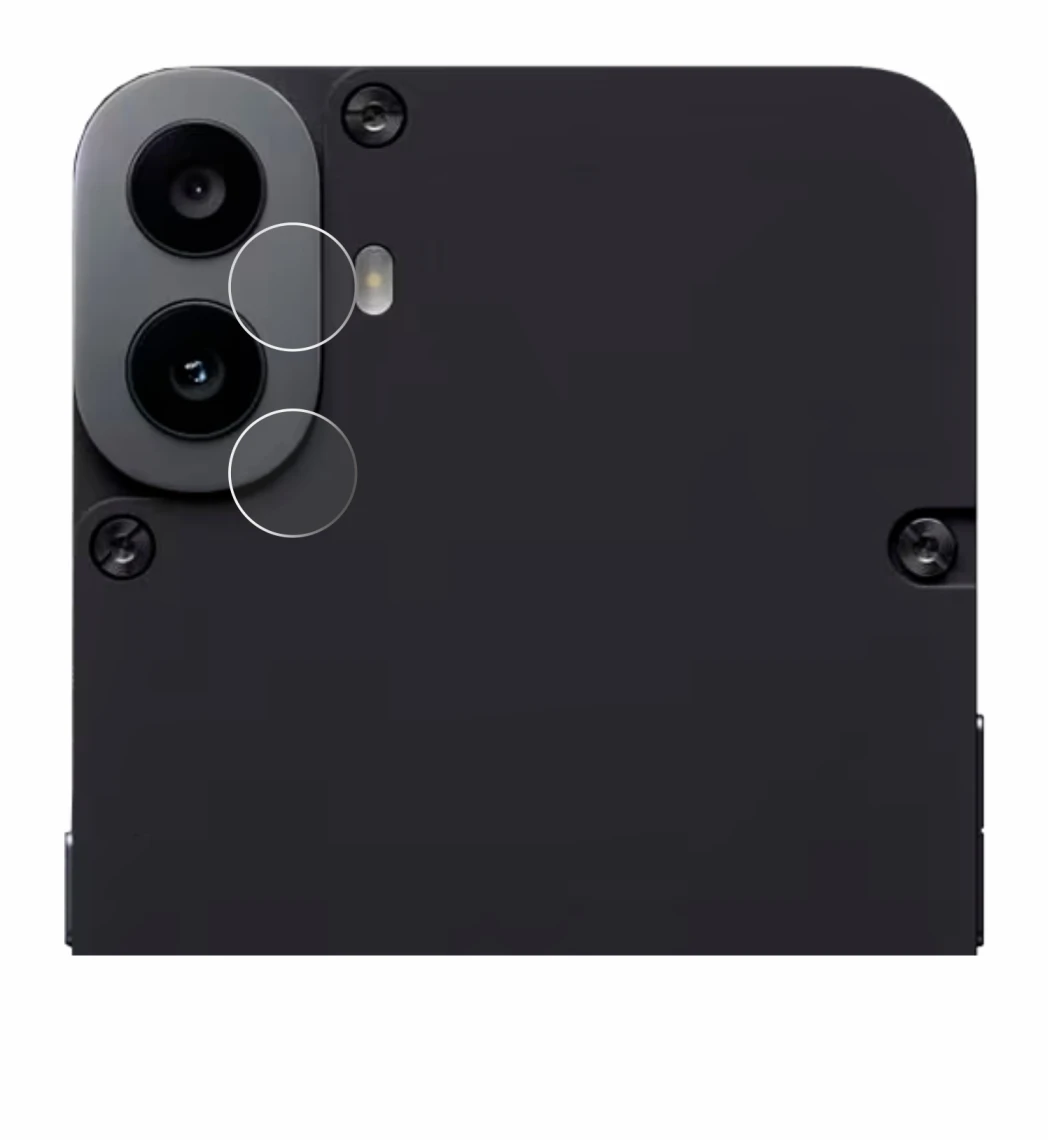 Abbildung des Geräts Nothing CMF Phone 1 (NUR Kameraschutz) mit einer Vielzahl des Displayschutzes.