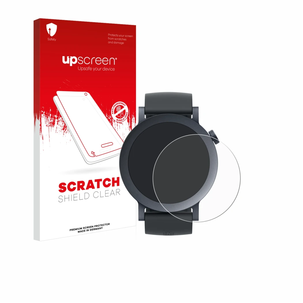 Vorderseite einer Produktverpackung mit dem Markenlogo upscreen. Daneben ist das Gerät Nothing CMF Watch Pro 2 mit dem zugehör