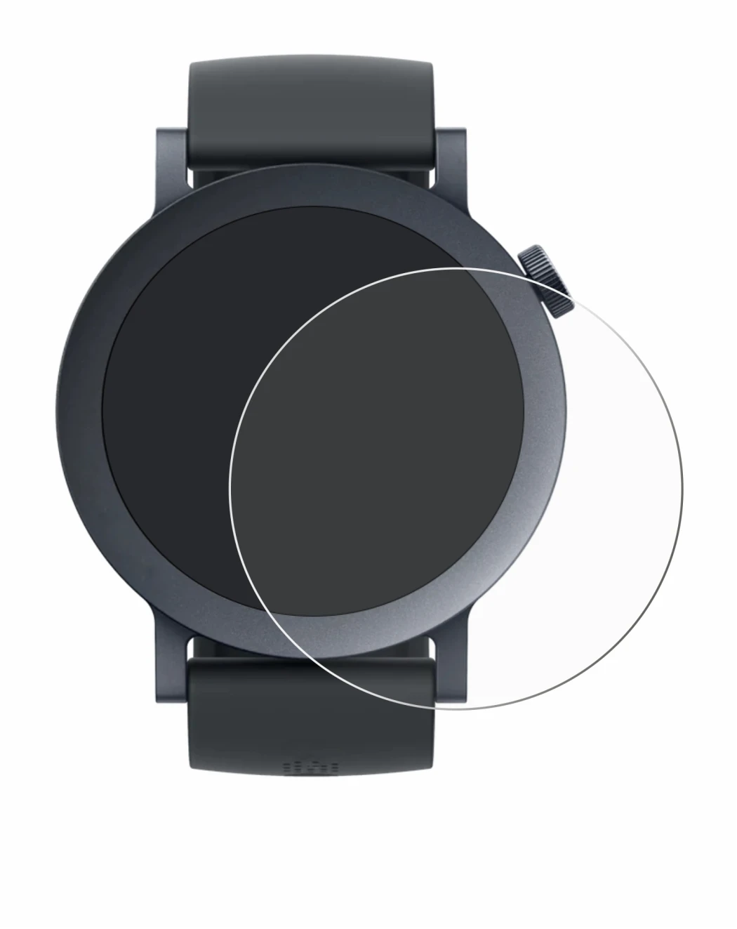 Abbildung des Geräts Nothing CMF Watch Pro 2 mit einer Vielzahl des Displayschutzes.