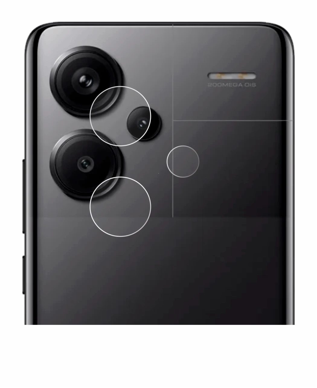 Abbildung des Geräts Xiaomi Redmi Note 13 Pro+ 5G (NUR Kameraschutz) mit einer Vielzahl des Displayschutzes.