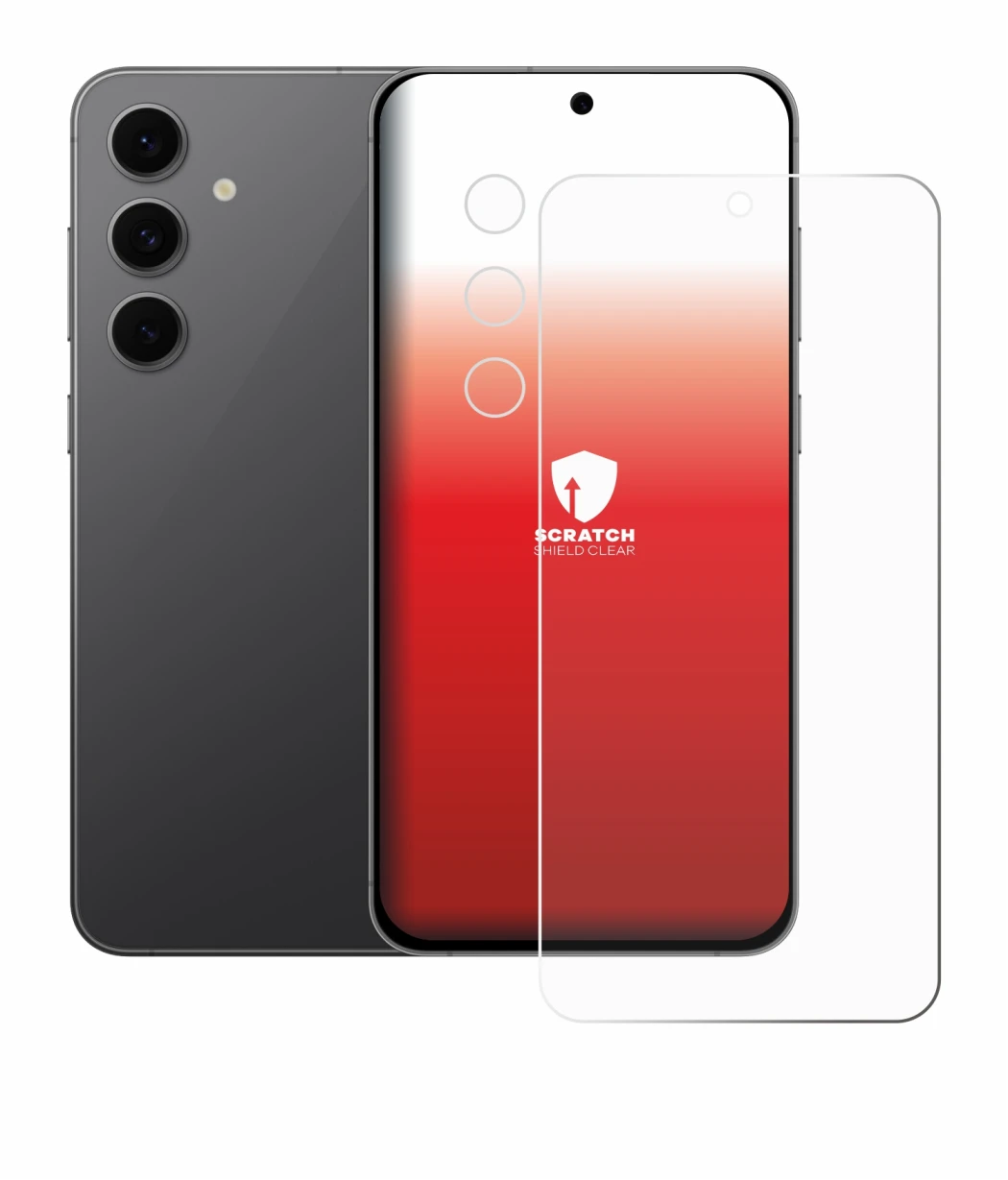 Abbildung des Geräts Samsung Galaxy S24 FE (Display+Kamera) mit einer Vielzahl des Displayschutzes.