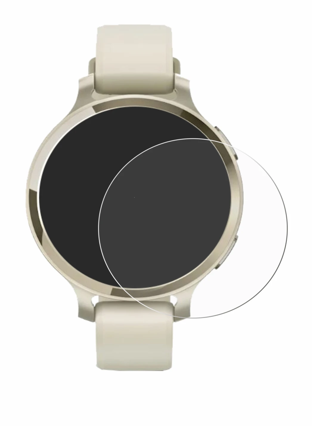 Abbildung des Geräts Garmin Lily 2 Active mit einer Vielzahl des Displayschutzes.