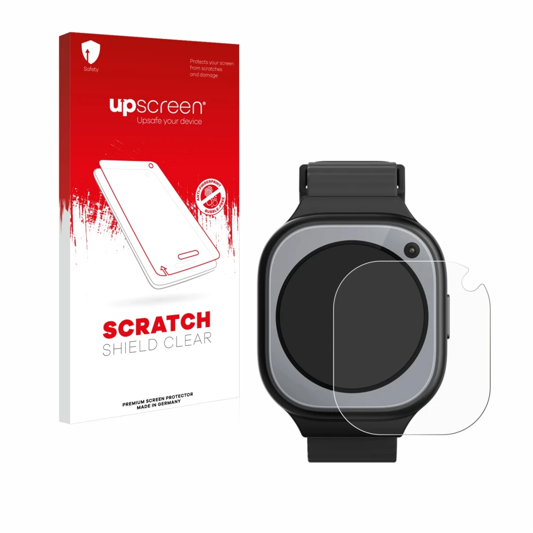 Vorderseite einer Produktverpackung mit dem Markenlogo upscreen. Daneben ist das Gerät Xplora X6Pro mit dem zugehörigen Displa