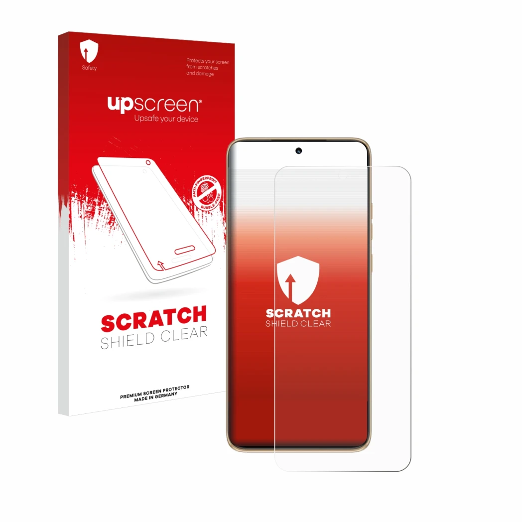 Vorderseite einer Produktverpackung mit dem Markenlogo upscreen. Daneben ist das Gerät Motorola Edge 50 Neo mit dem zugehörige