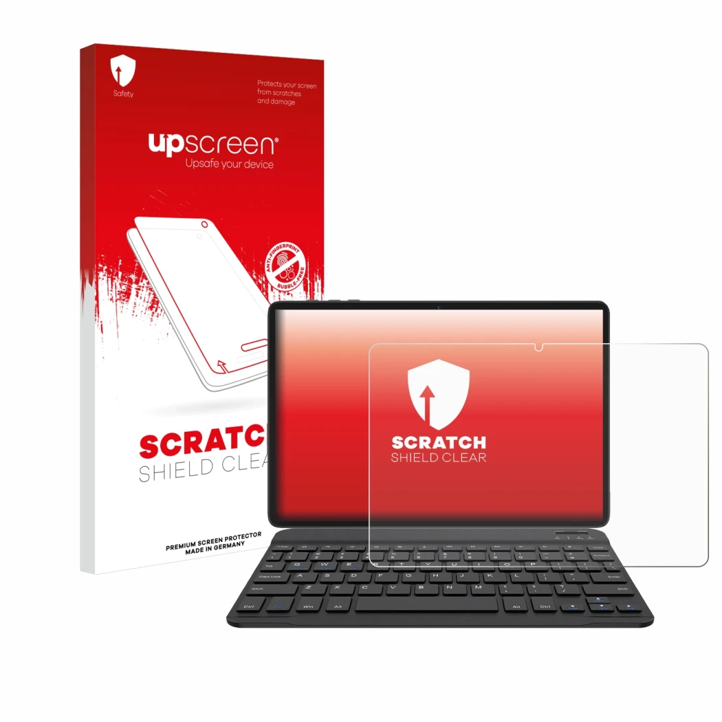 Vorderseite einer Produktverpackung mit dem Markenlogo upscreen. Daneben ist das Gerät BESTTAB A20 mit dem zugehörigen Display
