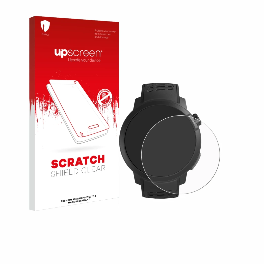 Vorderseite einer Produktverpackung mit dem Markenlogo upscreen. Daneben ist das Gerät Coros Pace Pro mit dem zugehörigen Disp