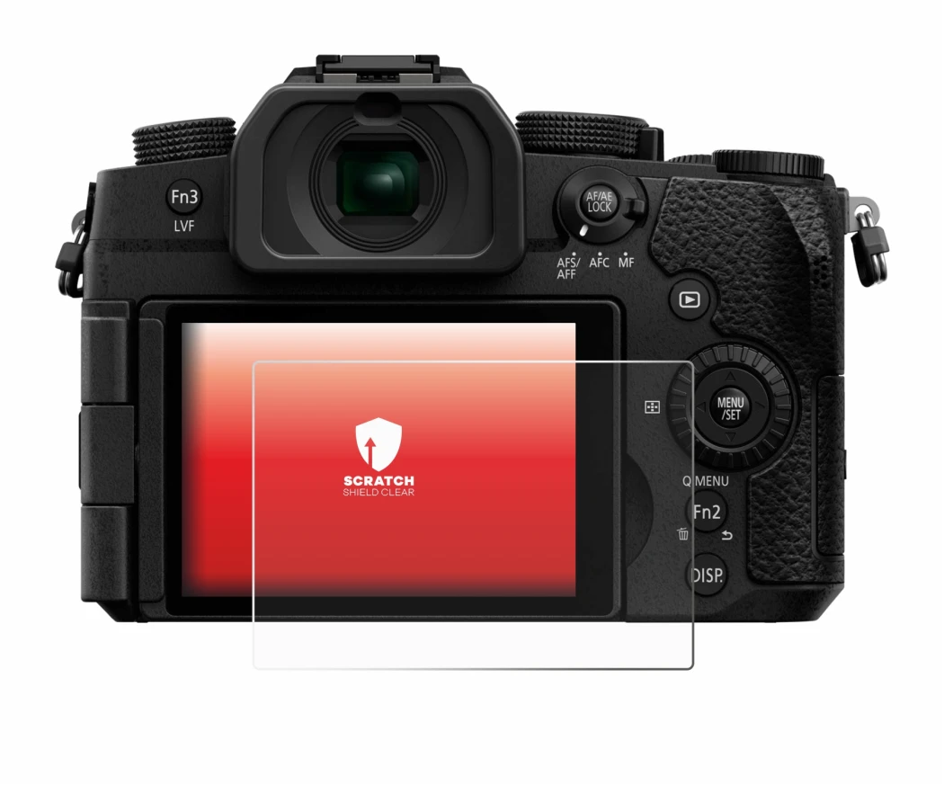 Abbildung des Geräts Panasonic Lumix DC-G97 mit einer Vielzahl des Displayschutzes.