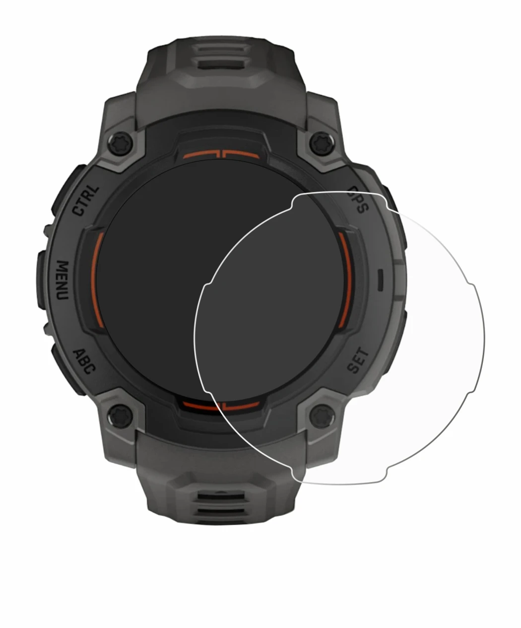Abbildung des Geräts Garmin Instinct E (45 mm) mit einer Vielzahl des Displayschutzes.