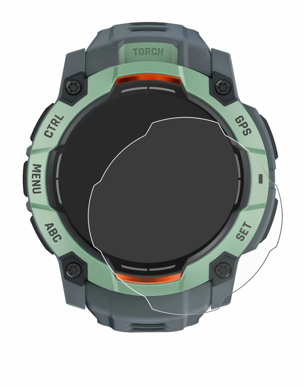 Abbildung des Geräts Garmin Instinct 3 AMOLED (45 mm) mit einer Vielzahl des Displayschutzes.