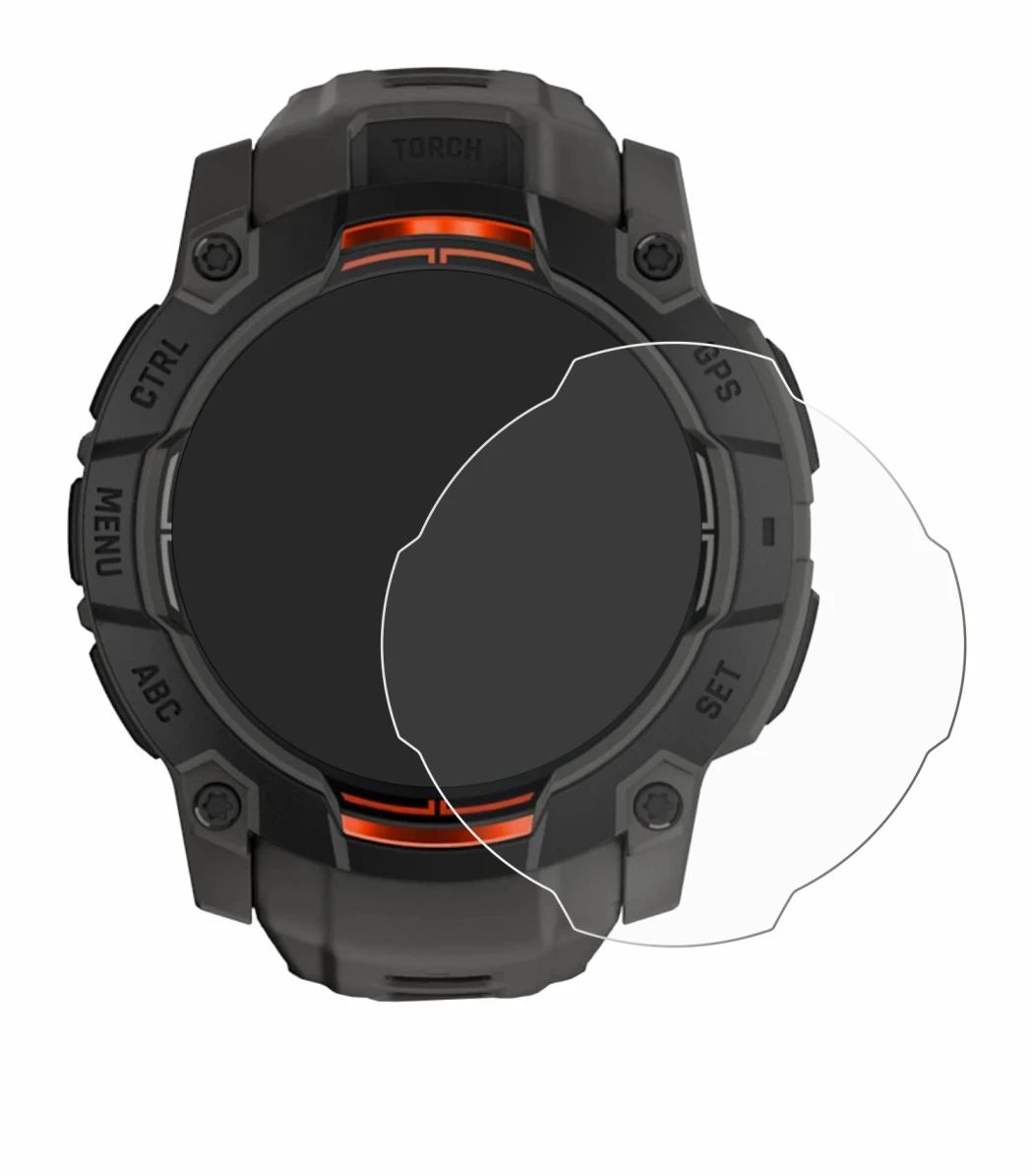 Abbildung des Geräts Garmin Instinct 3 Solar (45 mm) mit einer Vielzahl des Displayschutzes.
