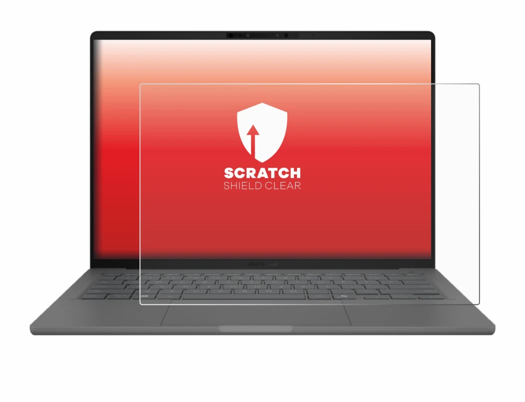 Abbildung des Geräts ASUS ZenBook A14 UX3407 mit einer Vielzahl des Displayschutzes.