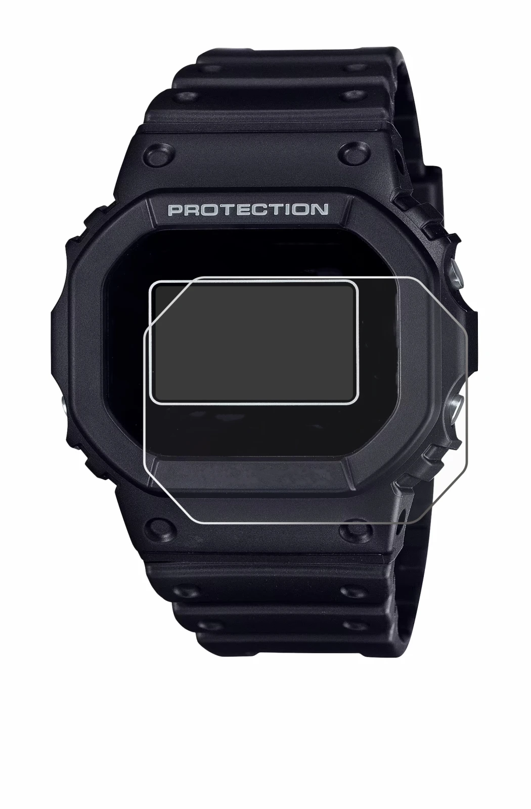 Abbildung des Geräts Casio G-Shock DW-5600RL-1 mit einer Vielzahl des Displayschutzes.