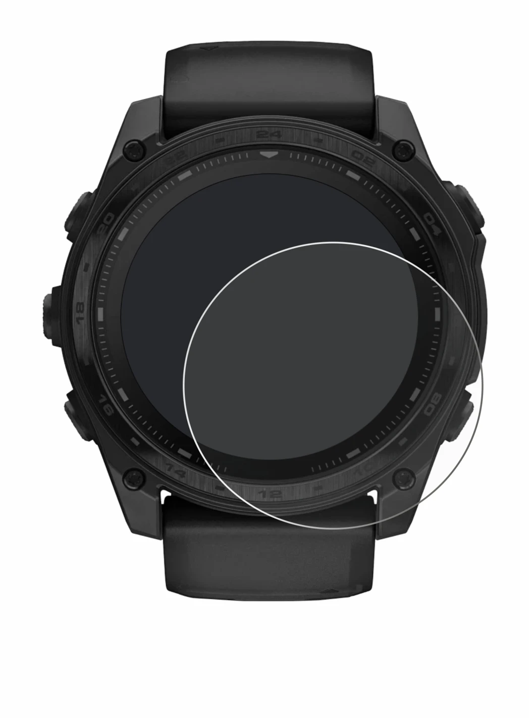 Abbildung des Geräts Garmin Tactix 8 Solar (51 mm) mit einer Vielzahl des Displayschutzes.