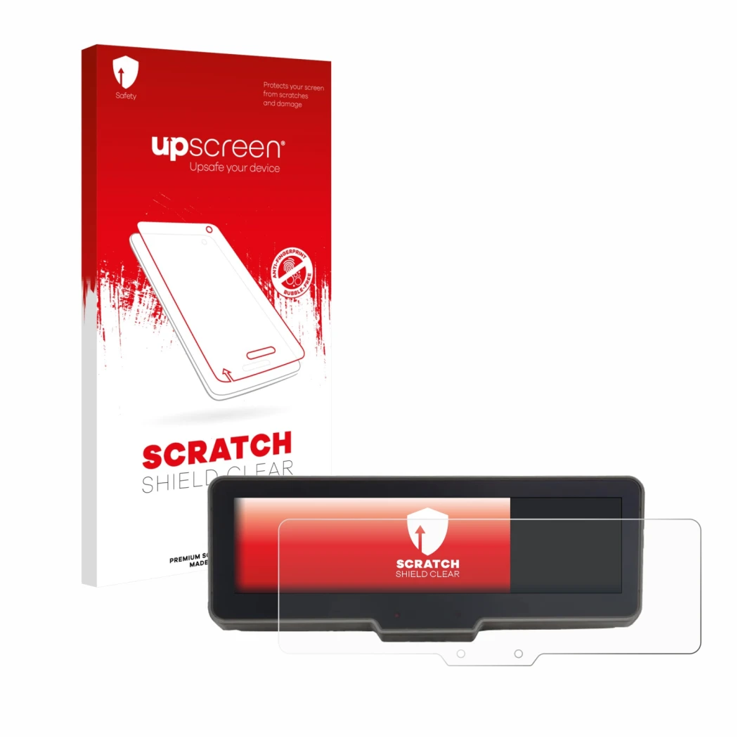 Vorderseite einer Produktverpackung mit dem Markenlogo upscreen. Daneben ist das Gerät KTM 990 Duke R 2025 mit dem zugehörigen