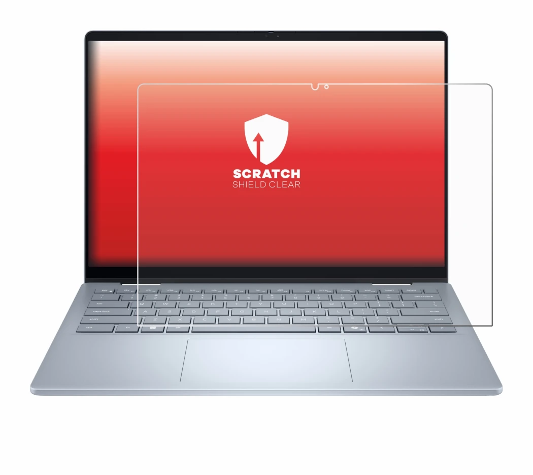 Abbildung des Geräts Dell 14 Plus 2-in-1 mit einer Vielzahl des Displayschutzes.