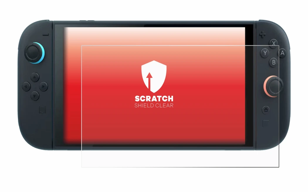 Abbildung des Geräts Nintendo Switch 2 mit einer Vielzahl des Displayschutzes.