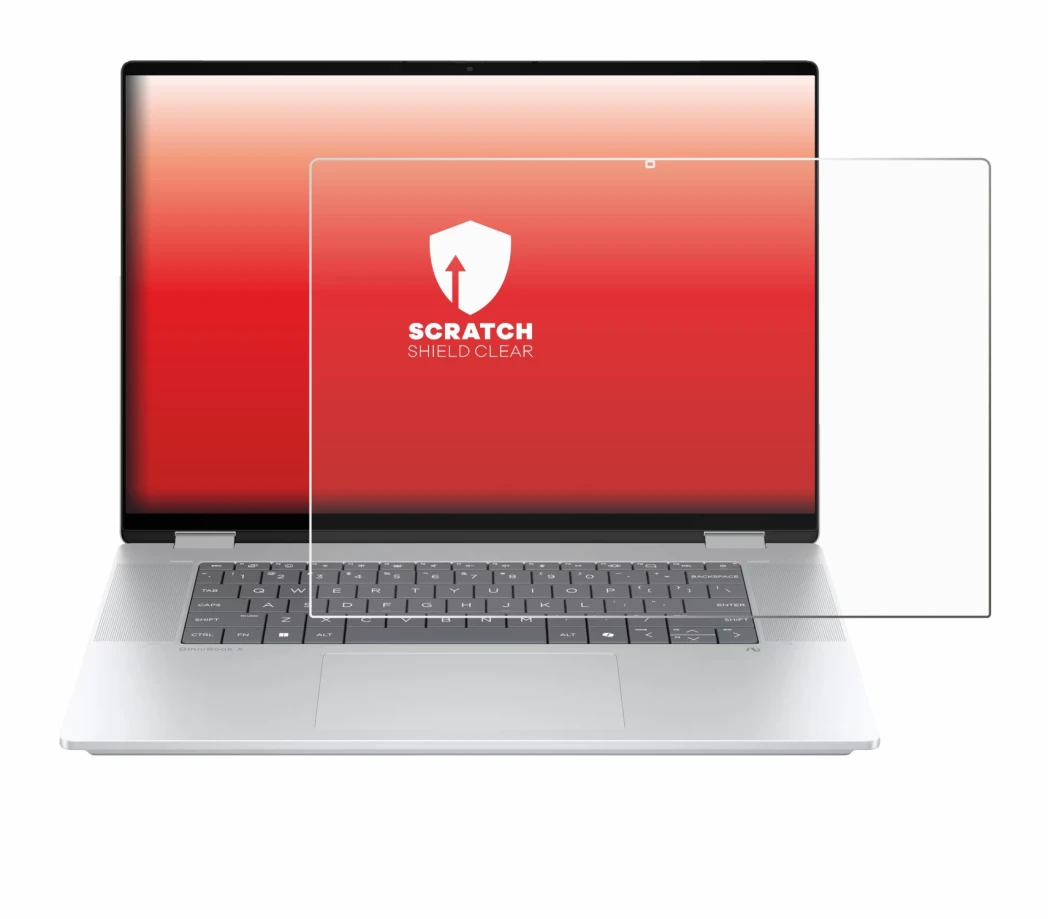 Abbildung des Geräts HP OmniBook X Flip 16-aX mit einer Vielzahl des Displayschutzes.