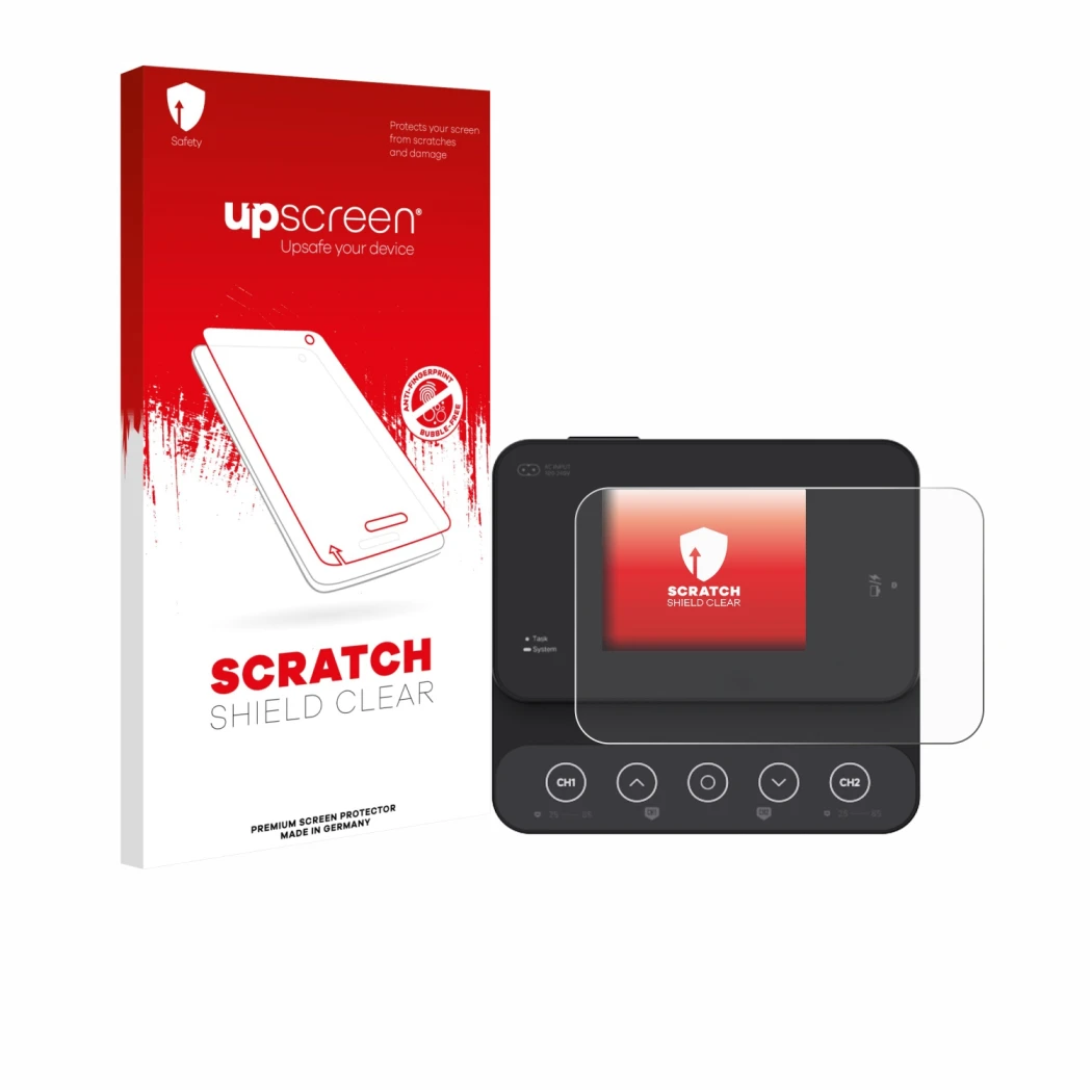 Vorderseite einer Produktverpackung mit dem Markenlogo upscreen. Daneben ist das Gerät ISDT K2Zip mit dem zugehörigen Displays