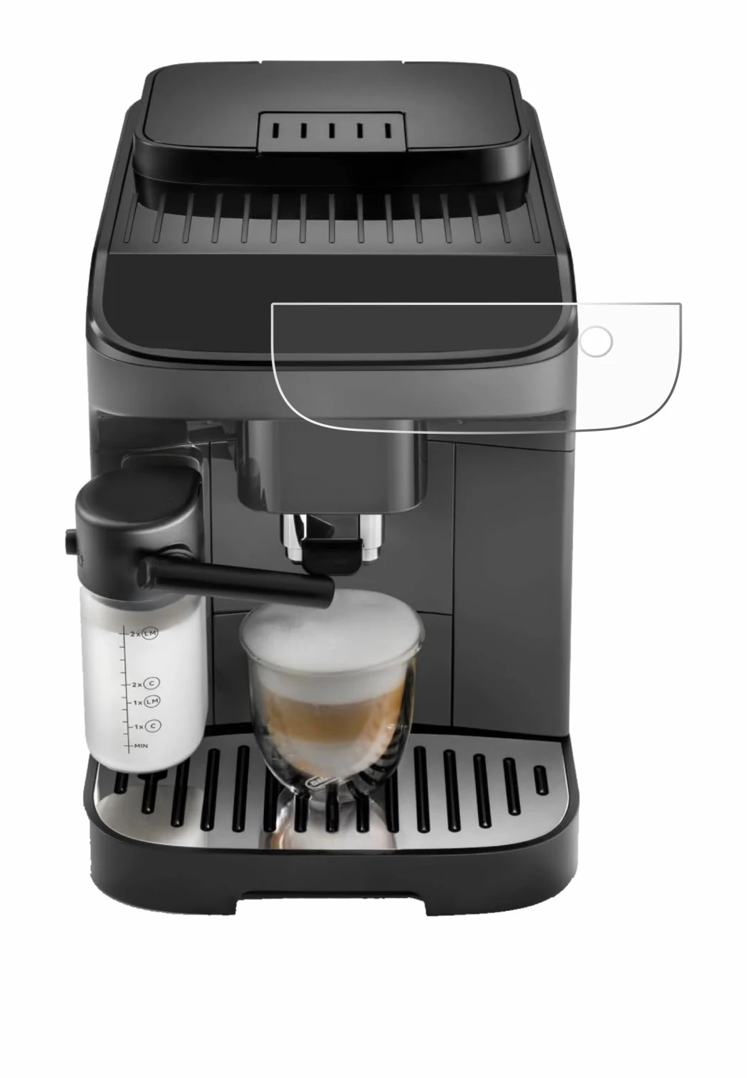 Abbildung des Geräts DeLonghi Magnifica Evo mit einer Vielzahl des Displayschutzes.