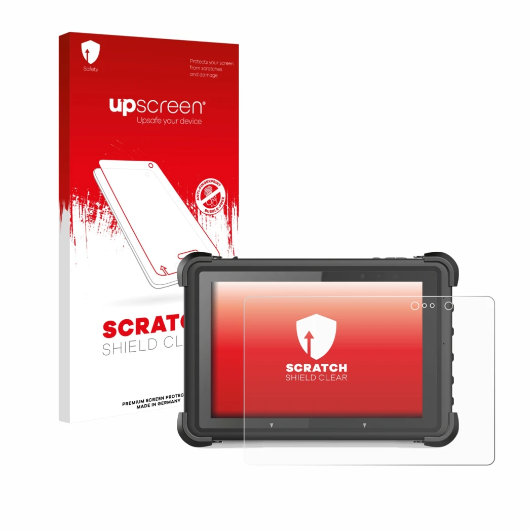 Vorderseite einer Produktverpackung mit dem Markenlogo upscreen. Daneben ist das Gerät MSI ND52 mit dem zugehörigen Displaysch