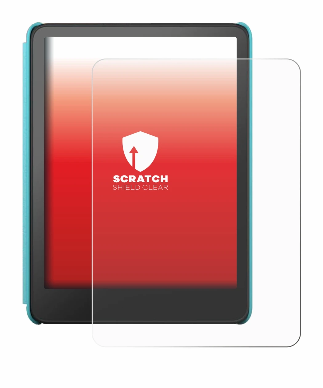 Abbildung des Geräts Amazon Kindle Colorsoft Kids mit einer Vielzahl des Displayschutzes.