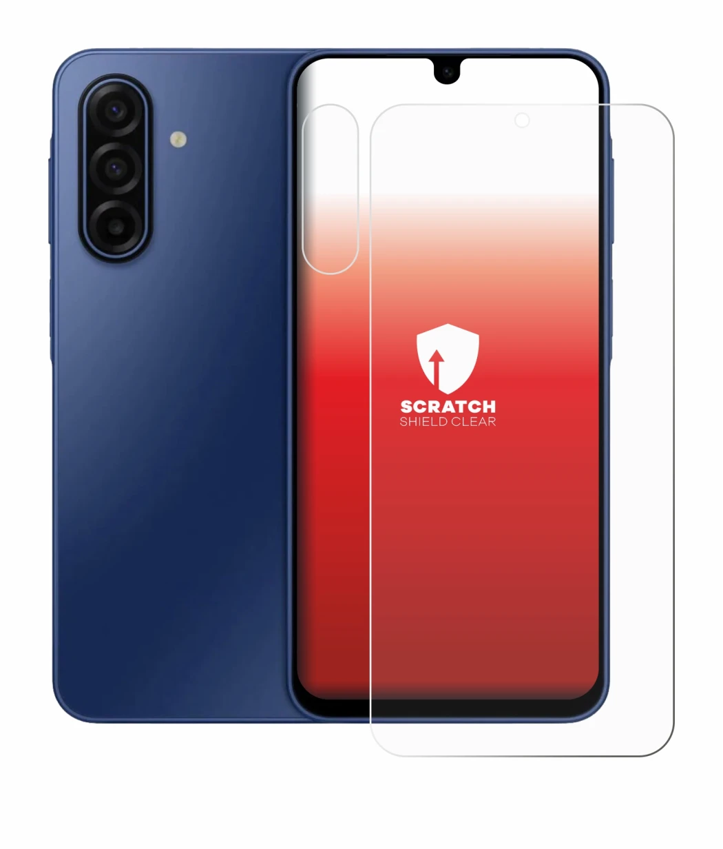 Abbildung des Geräts Samsung Galaxy A17 5G (Display+Kamera) mit einer Vielzahl des Displayschutzes.