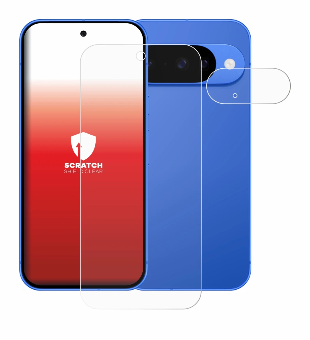 Abbildung des Geräts Google Pixel 10 (Display+Kamera) mit einer Vielzahl des Displayschutzes.