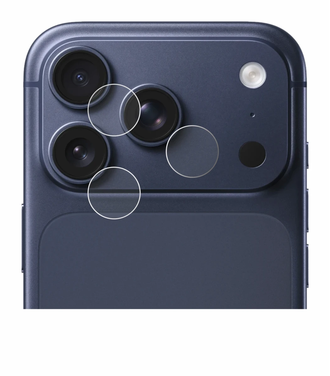 Abbildung des Geräts Apple iPhone 17 Pro (NUR Kameraschutz) mit einer Vielzahl des Displayschutzes.