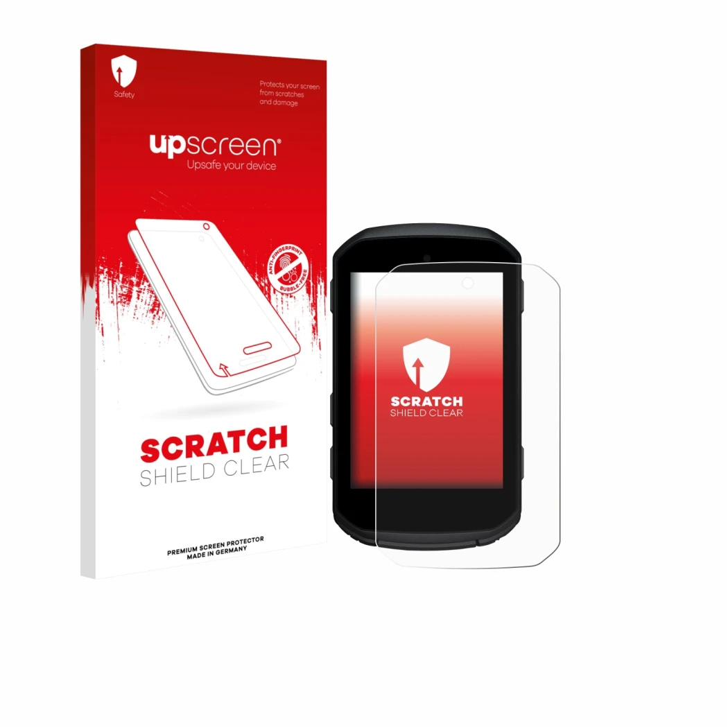 Vorderseite einer Produktverpackung mit dem Markenlogo upscreen. Daneben ist das Gerät Garmin Edge 850 mit dem zugehörigen Dis