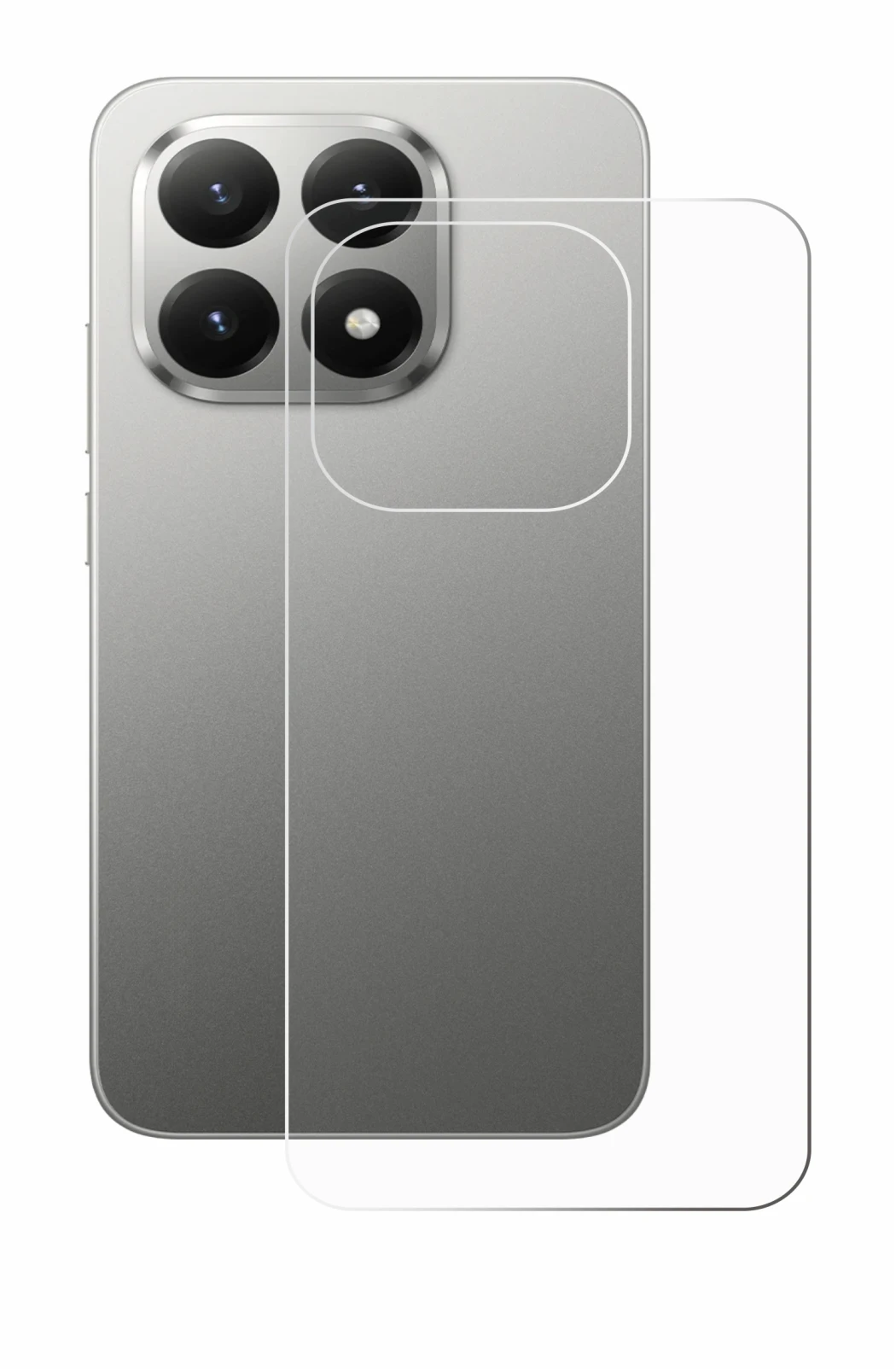 Abbildung des Geräts Xiaomi 15T (Rückseite) mit einer Vielzahl des Displayschutzes.