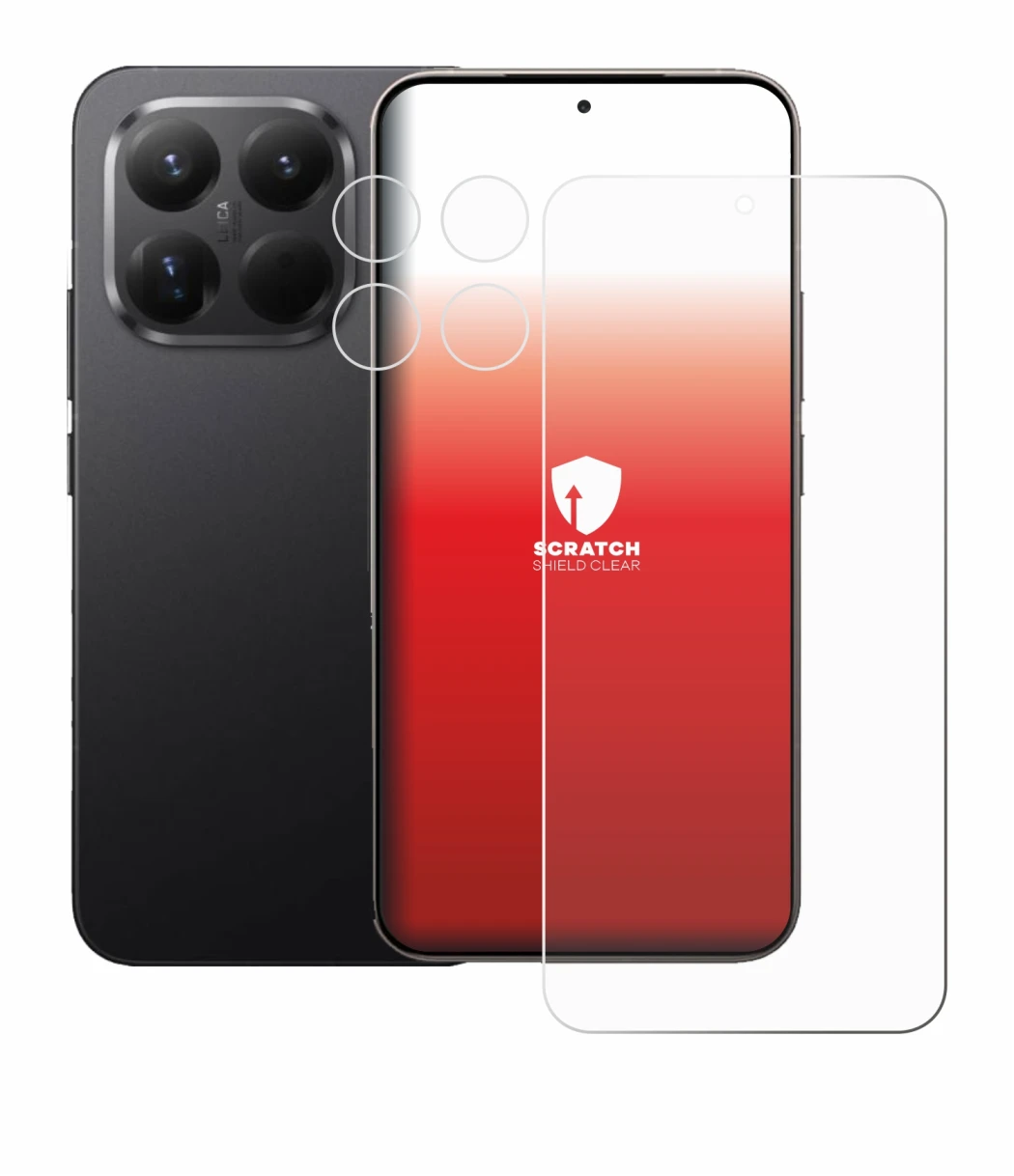 Abbildung des Geräts Xiaomi 15T Pro (Display+Kamera) mit einer Vielzahl des Displayschutzes.