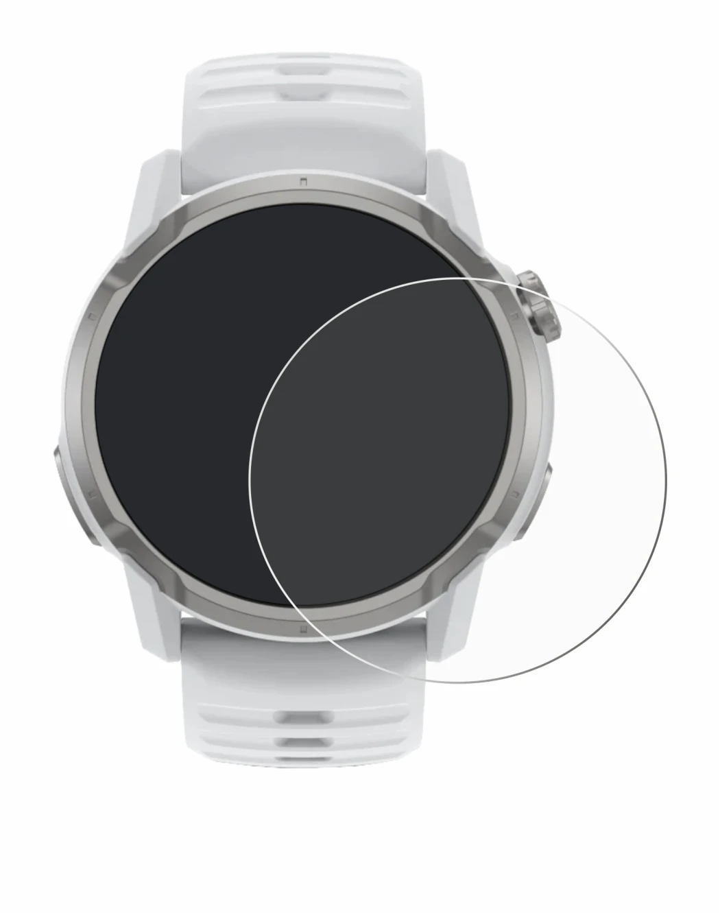 Abbildung des Geräts Coros Apex 4 (46 mm) mit einer Vielzahl des Displayschutzes.