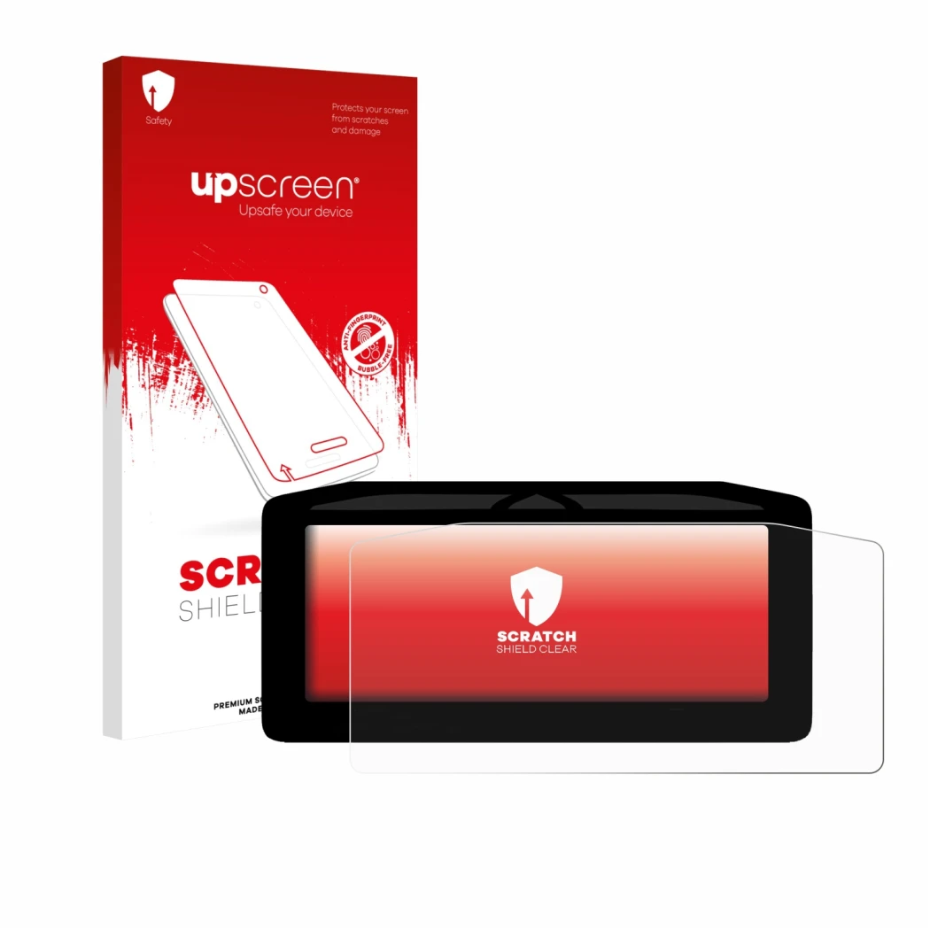 Vorderseite einer Produktverpackung mit dem Markenlogo upscreen. Daneben ist das Gerät Ducati XDiavel V4 2025 Tachoanzeige mit