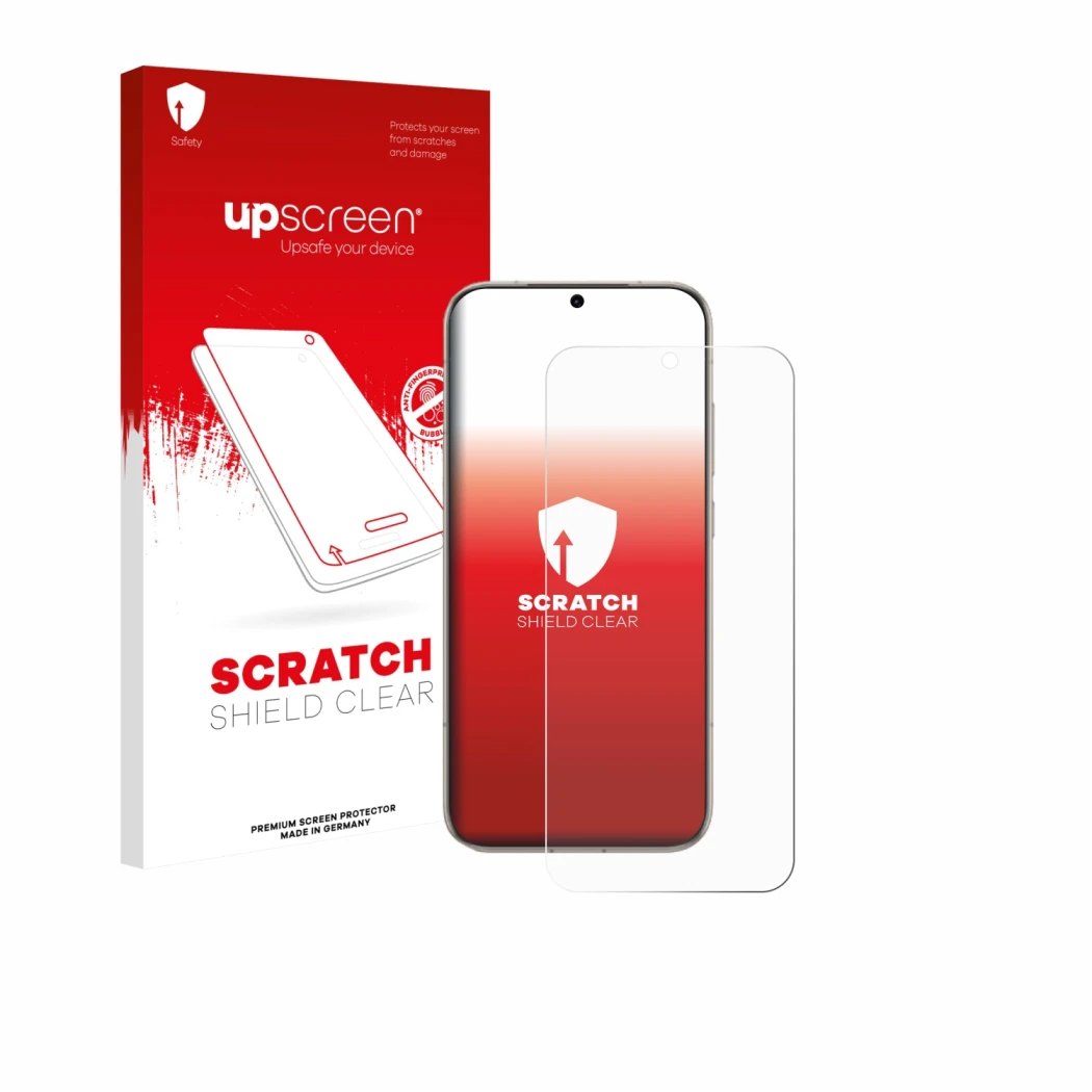 Vorderseite einer Produktverpackung mit dem Markenlogo upscreen. Daneben ist das Gerät Honor Magic 8 mit dem zugehörigen Displ