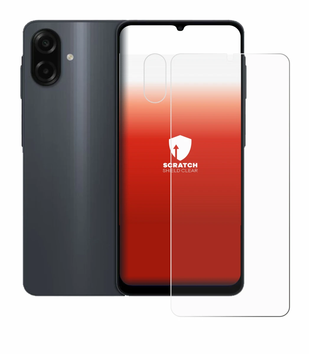 Abbildung des Geräts Samsung Galaxy A07 (Display+Kamera) mit einer Vielzahl des Displayschutzes.