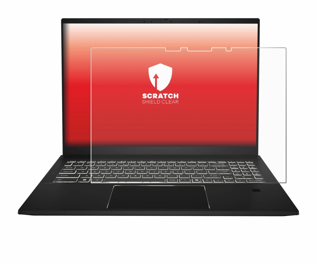 Abbildung des Geräts MSI Summit A16 AI+ mit einer Vielzahl des Displayschutzes.