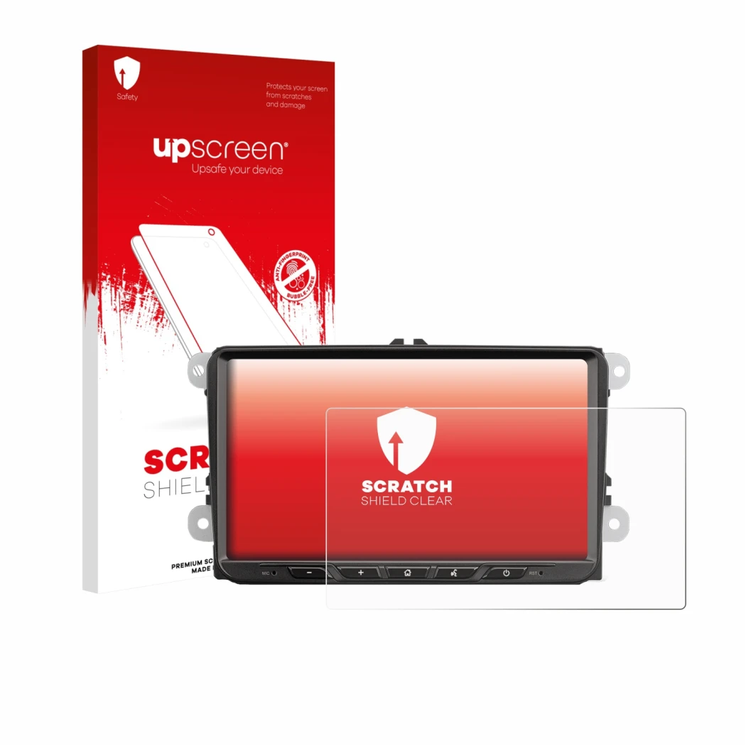 Vorderseite einer Produktverpackung mit dem Markenlogo upscreen. Daneben ist das Gerät Zenec Z-E2065 mit dem zugehörigen Displ