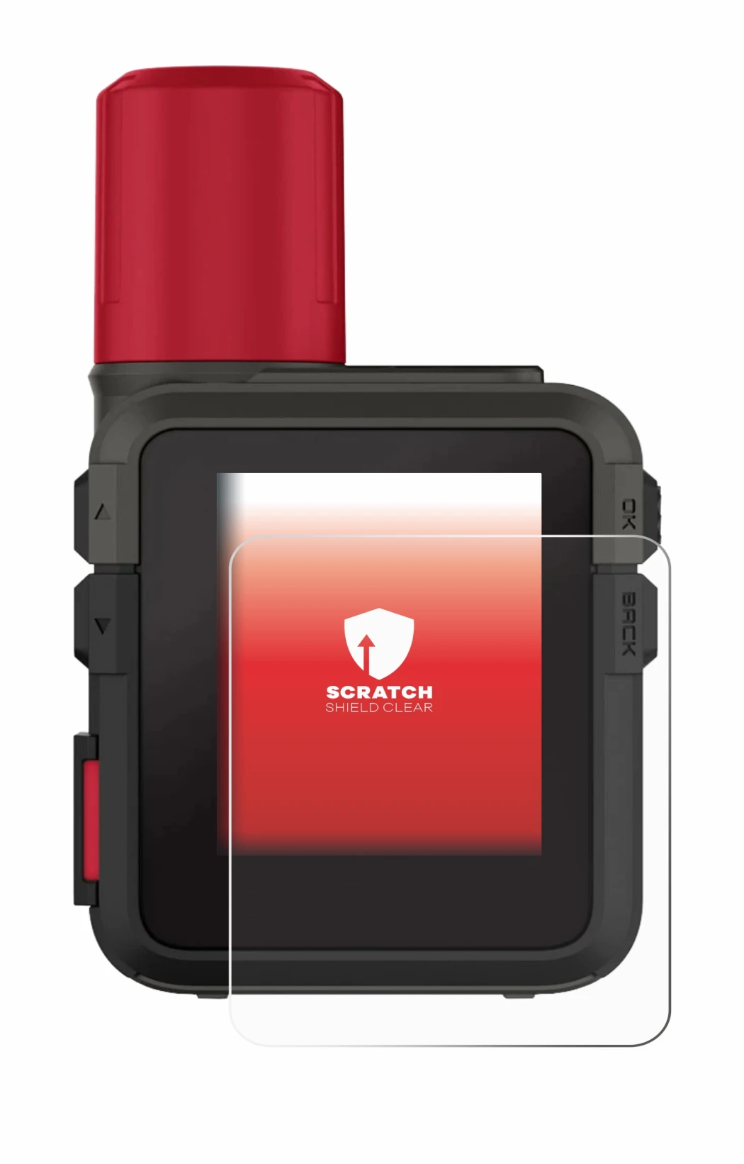 Abbildung des Geräts Garmin inReach Mini 3 Plus mit einer Vielzahl des Displayschutzes.