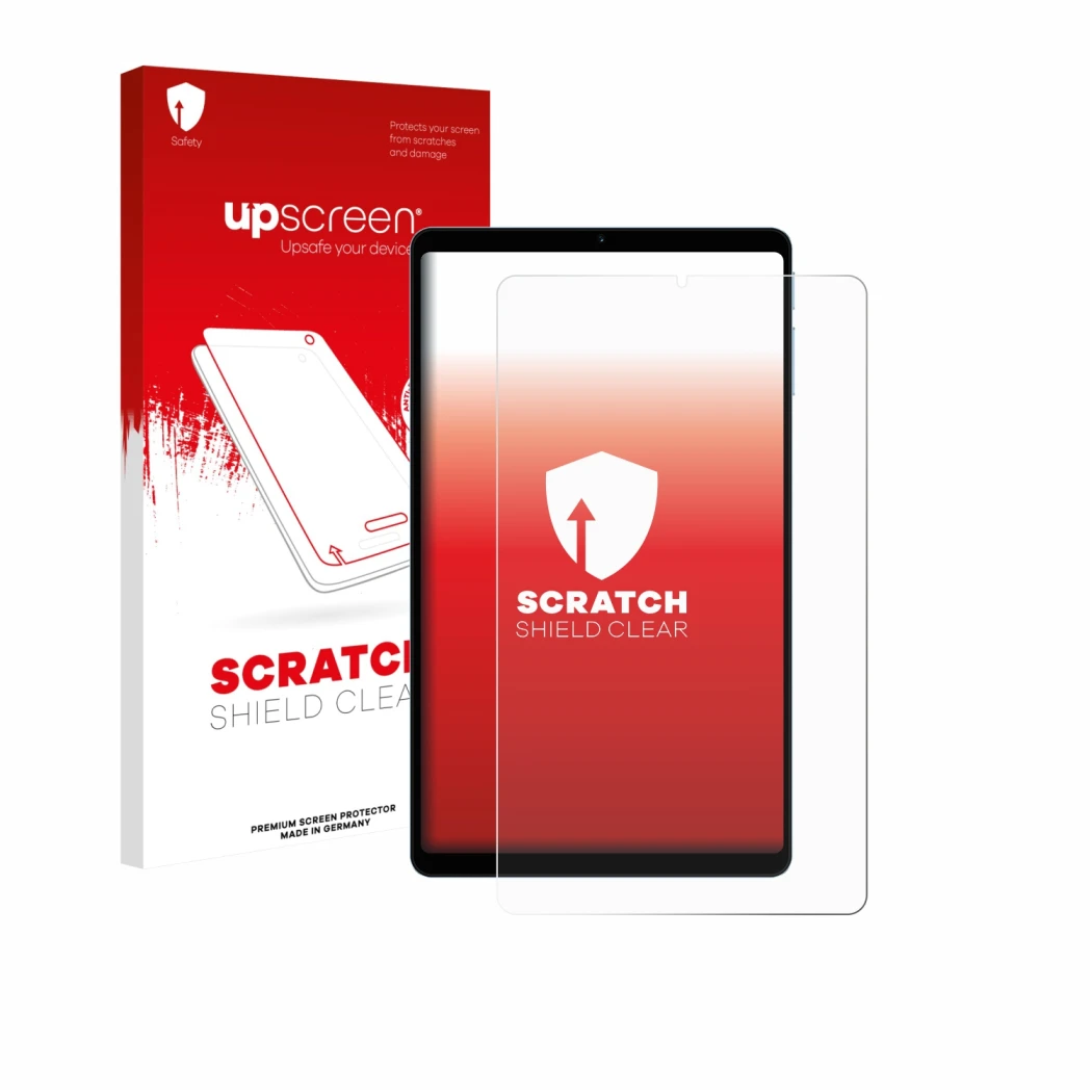 Vorderseite einer Produktverpackung mit dem Markenlogo upscreen. Daneben ist das Gerät Teclast T50 Mini mit dem zugehörigen Di