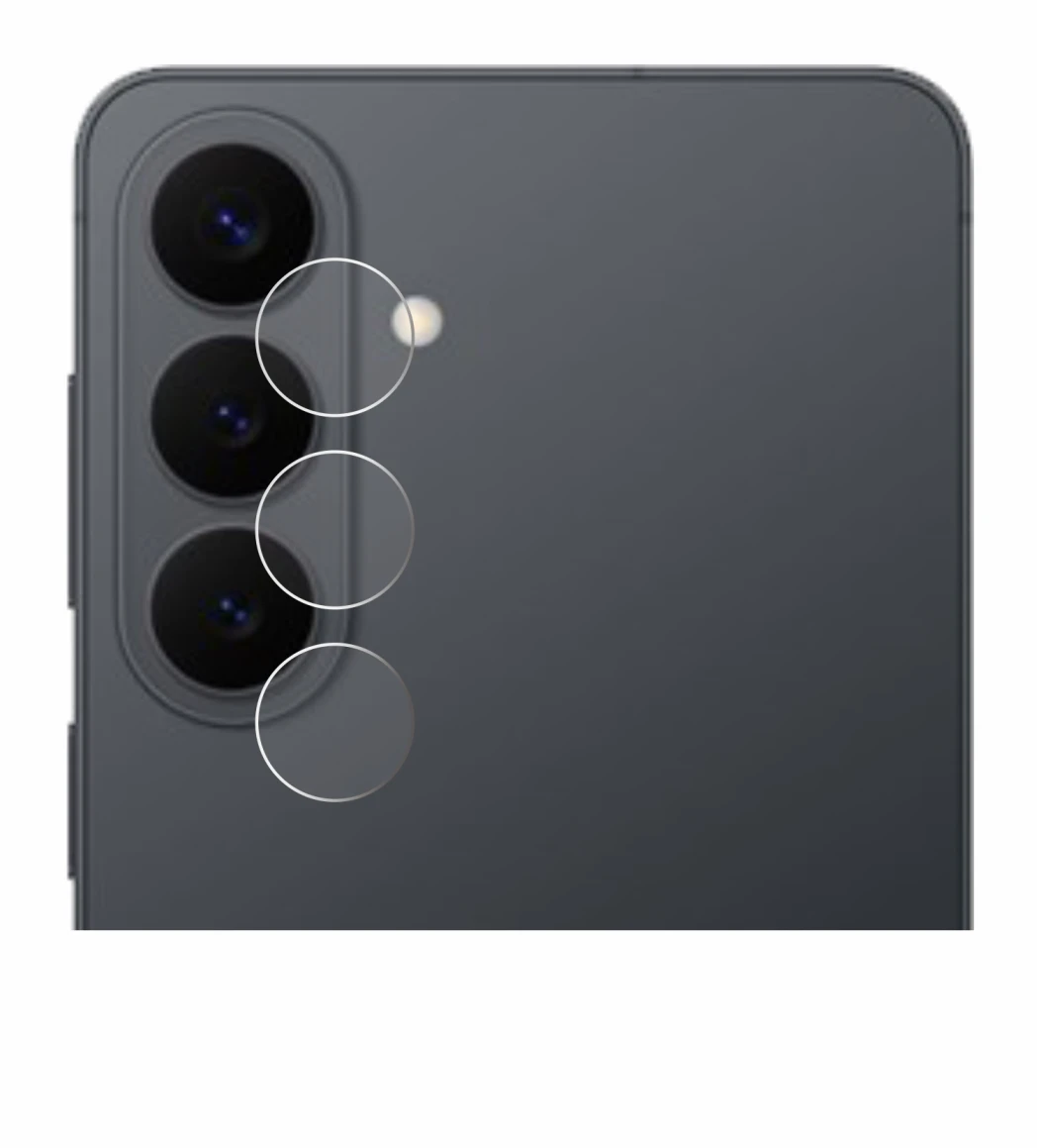 Abbildung des Geräts Samsung Galaxy S26 Plus (NUR Kameraschutz) mit einer Vielzahl des Displayschutzes.